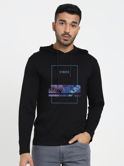 

Bewakoof Men Black Graphic Printed Hooded T-shirt