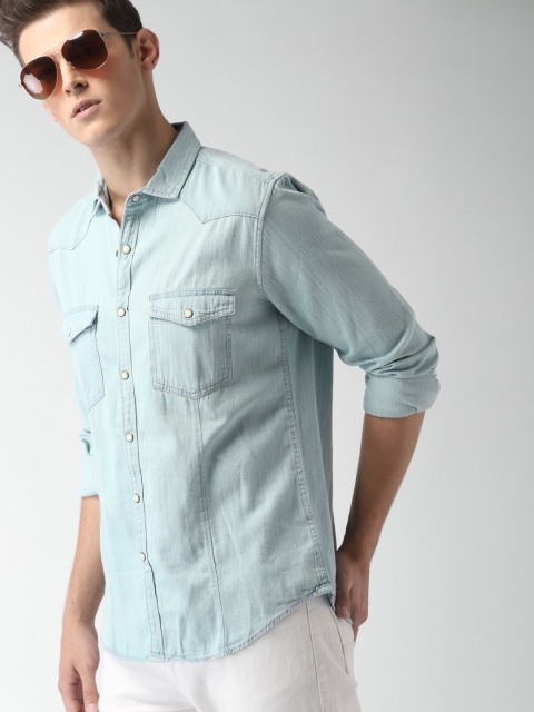 

Mast & Harbour Men Blue Slim Fit Solid Casual Shirt