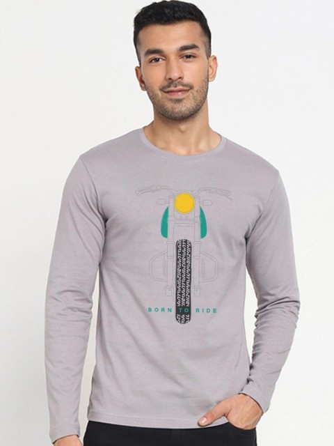 

Bewakoof Men Grey Printed Drop-Shoulder Sleeves T-shirt