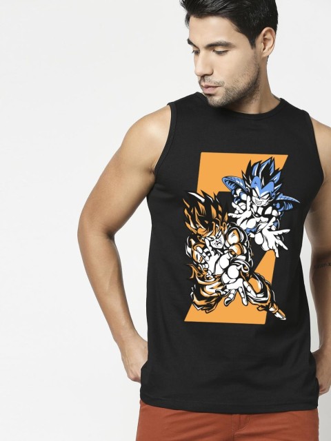 

Bewakoof Men Black Printed Sleeveless T-shirt