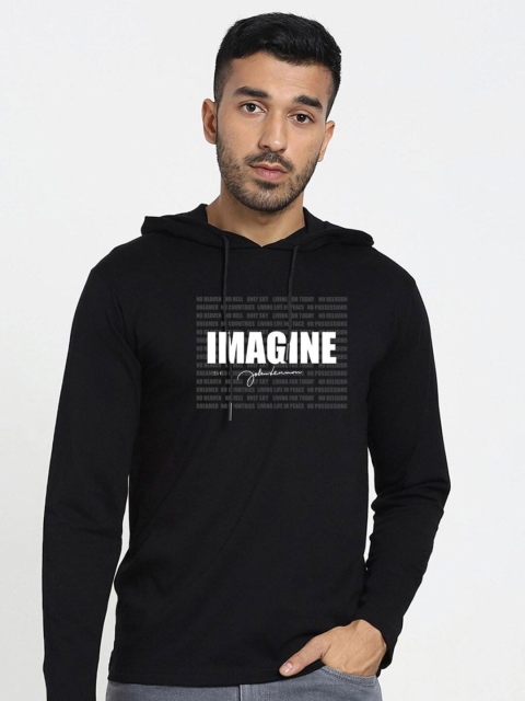 

Bewakoof Men Black Typography Printed Applique T-shirt
