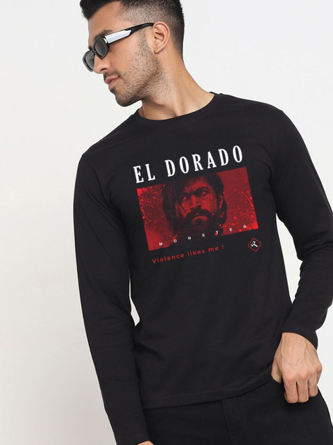 

Bewakoof Men Black Typography Printed Applique T-shirt