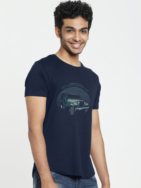 

Bewakoof MenNavy Blue Printed T-shirt, Navy blue
