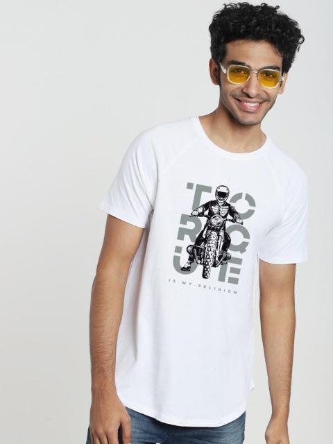 

Bewakoof Men White Biker Printed T-shirt