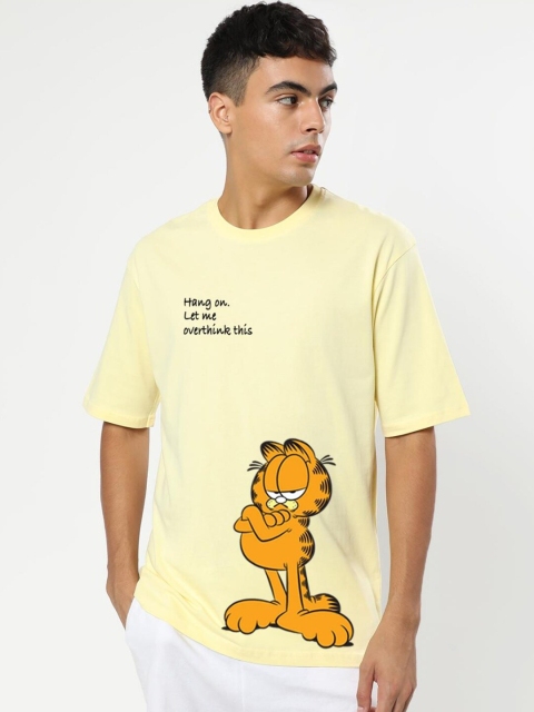 

Bewakoof Men's Yellow Let Me Overthink This Graphic Printed Oversized T-shirt