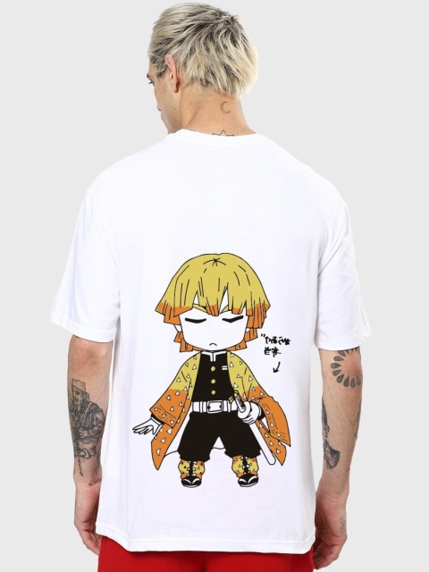 

Bewakoof Men White Printed Applique Loose T-shirt