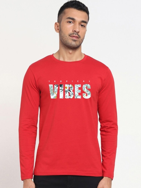 

Bewakoof Men's Red Tropical Vibes Typography T-shirt