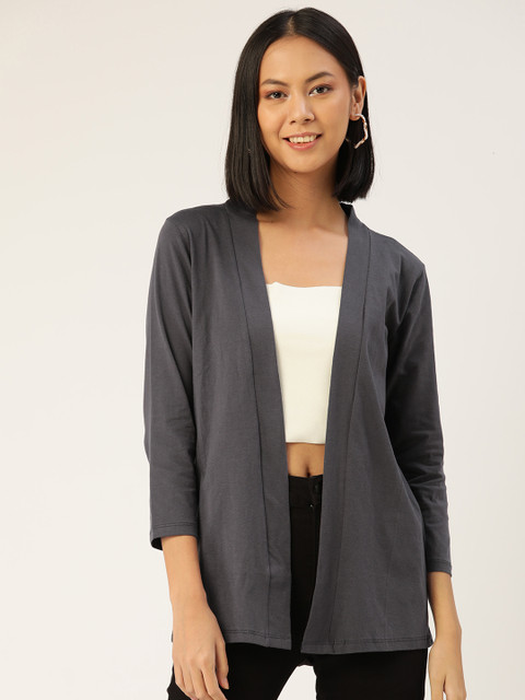 

WISSTLER Women Charcoal Grey Solid Front Open Shrug