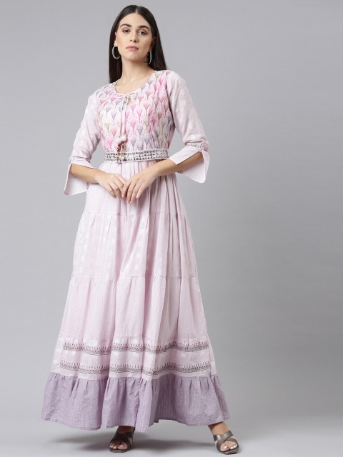 

Neerus Women Rose Floral Georgette Ethnic Maxi Dress