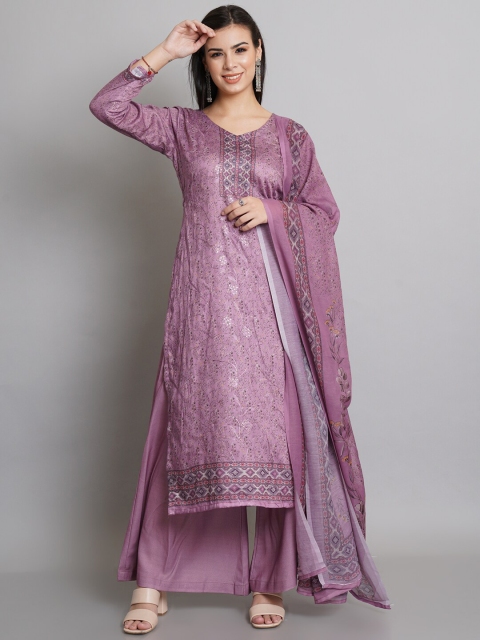 

Stylee LIFESTYLE Purple Printed Unstitched Dress Material