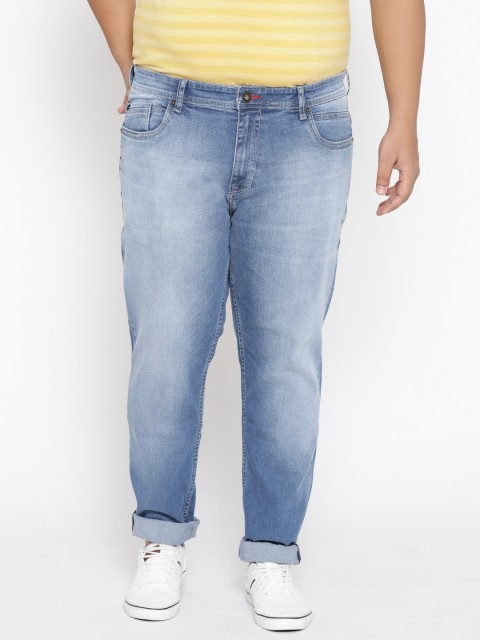 

aLL Plus Size Men Blue Slim Fit Mid-Rise Clean Look Stretchable Jeans