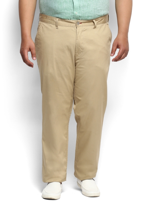 

aLL Plus Size Men Beige Solid Chinos
