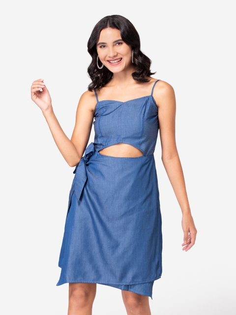 

YEROS WOMEN Blue Organic Cotton Denim Dress