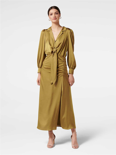 

Forever New Green Satin Sheath Maxi Dress