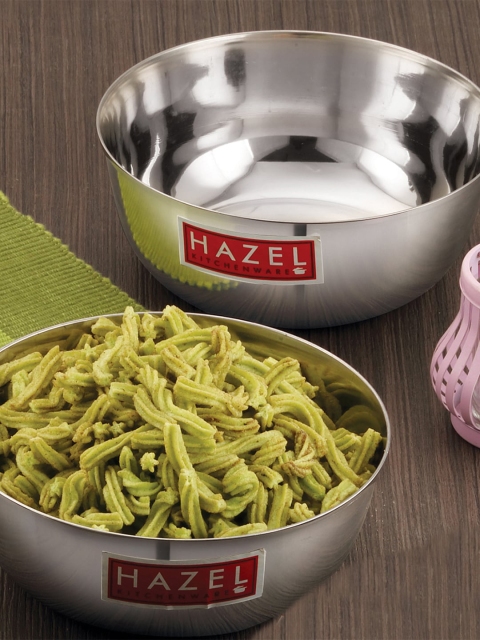 

HAZEL Set Of 2 Stainless Steel Serving Bowl, Silver