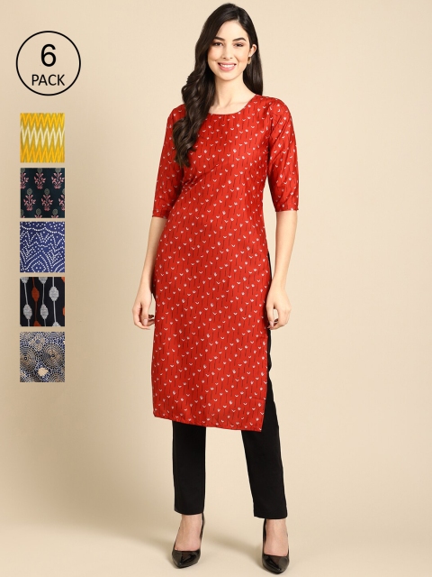 

KALINI Women Multicoloured Geometric Printed Crepe Kurta, Multi