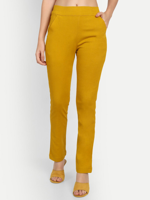 

APELLA Women Mustard Yellow Trousers