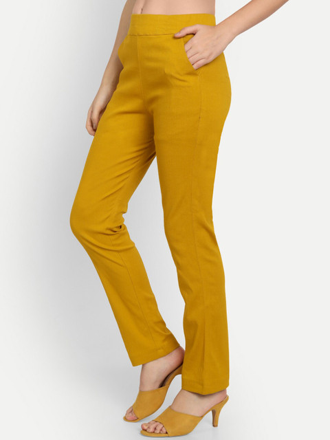 

APELLA Women Mustard Yellow Trousers