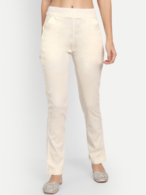 APELLA Women Off White Trousers