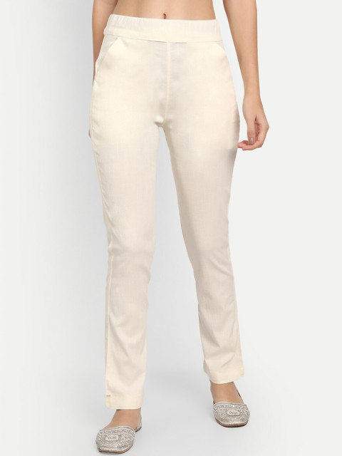 

APELLA Women Off White Trousers