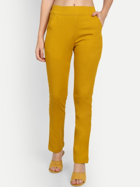 

APELLA Women Mustard Yellow Trousers