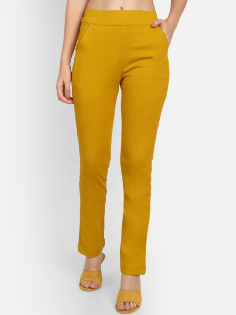 

APELLA Women Mustard Yellow Trousers