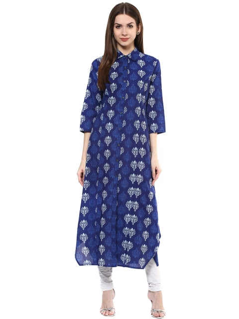 

Get Glamr Women Blue Printed A-Line Kurta