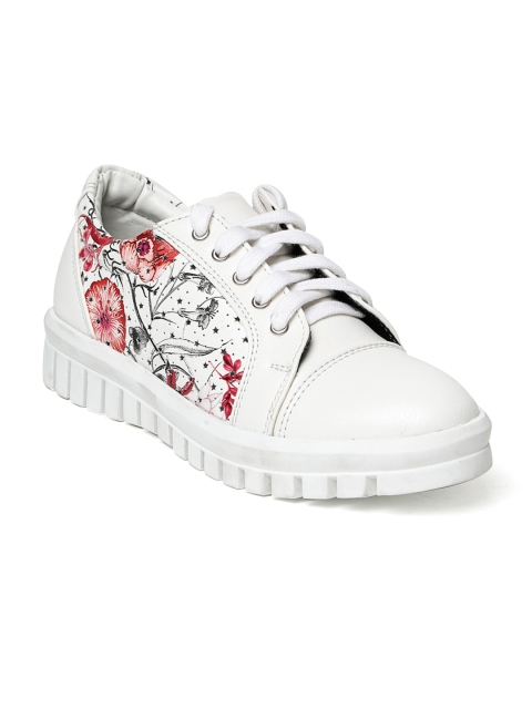 

Bruno Manetti Women White Printed Sneakers