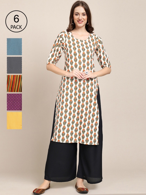 

KALINI Women Multicoloured Paisley Yoke Design Thread Work Summer Sheers Crepe Kurta, Multi