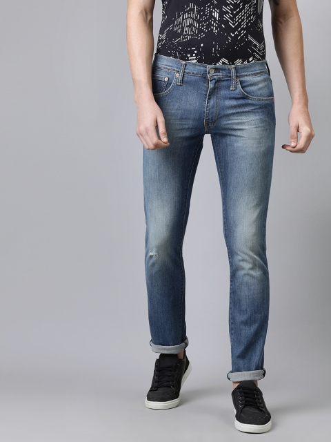 

Levis Men Blue 65504 Skinny Straight Fit Mid-Rise Low Distress Stretchable Jeans