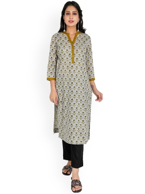 

SUTI Women Blue Floral Printed CottonStraight Kurta
