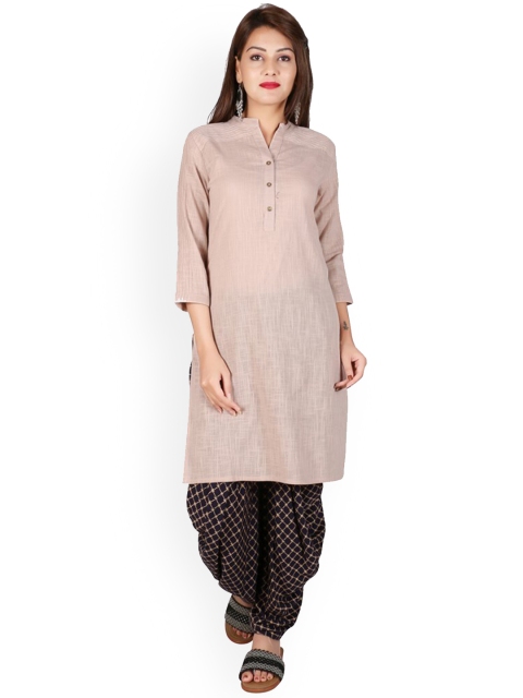 

SUTI Women Beige Solid Cotton Kurta