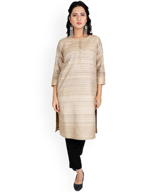 

SUTI Women Cream-Coloured Striped Kurta