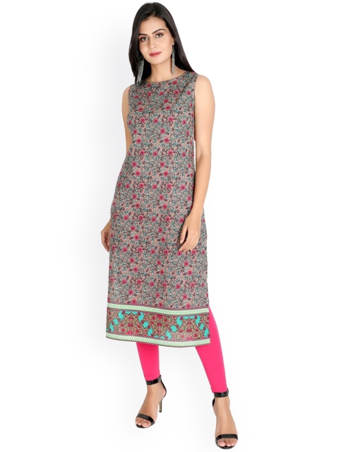 

SUTI Women Grey Floral Printed Kurta