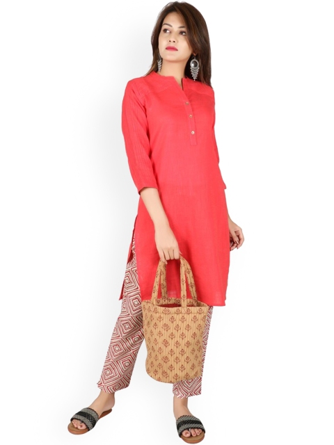

SUTI Women Coral Striped Kurta