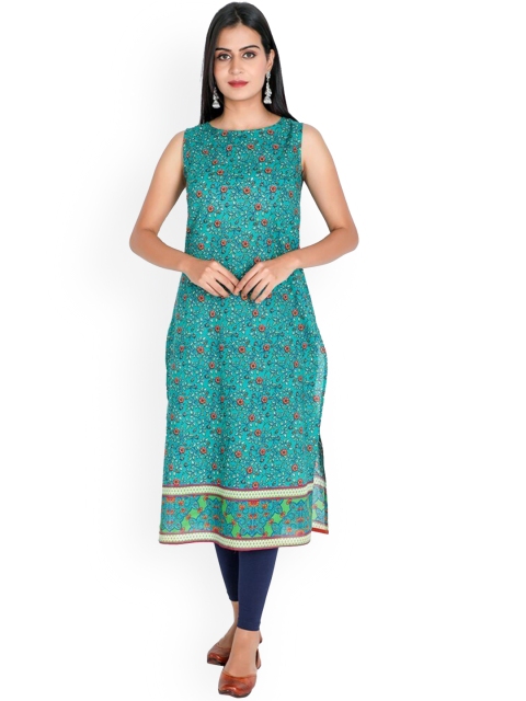 

SUTI Women Green Floral Printed Sleeveless Kurta