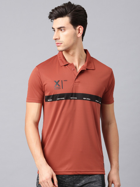 

HRX by Hrithik Roshan Men Rust Solid Polo Collar T-shirt