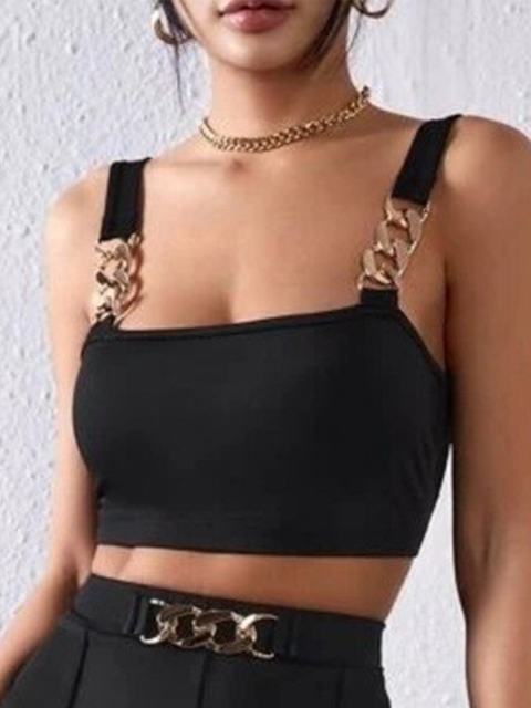 

MERCHE Women Black Bralette Pure Cotton Crop Top