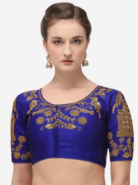 

Fab Dadu Women Blue Embroidered Saree Blouse