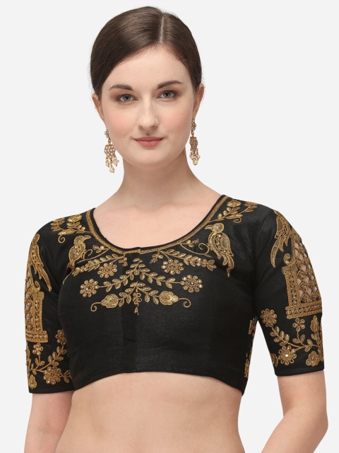 

Fab Dadu Women Black Embroidered Saree Blouse
