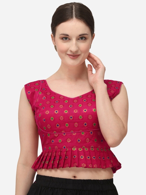 

Fab Dadu Women Pink Jacquard Saree Blouse