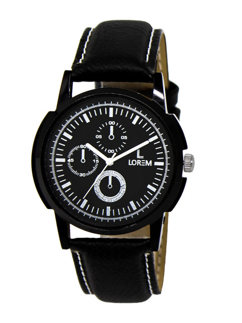 

LOREM Men Black Dial & Black Straps Round Formal Analogue Watch-LR13-CM