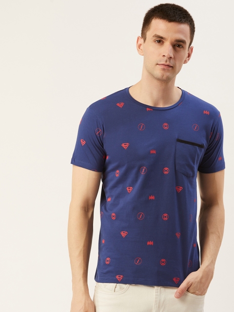

Justice League Men Navy Blue & Red Quirky Printed Round Neck T-shirt