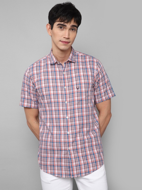 

Allen Solly Men Pink & White Checked Cotton Slim Fit Casual Shirt