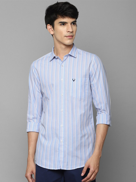

Allen Solly Men Blue Slim Fit Striped Cotton Casual Shirt