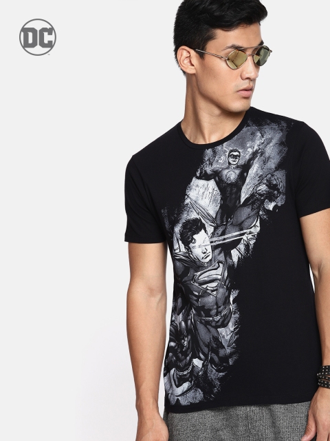 

Justice League Men Black Printed Round Neck T-shirt