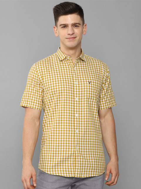 

Allen Solly Men Yellow Slim Fit Gingham Checks Checked Cotton Casual Shirt