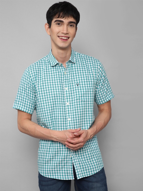 

Allen Solly Men Green Slim Fit Gingham Checks Checked Cotton Casual Shirt