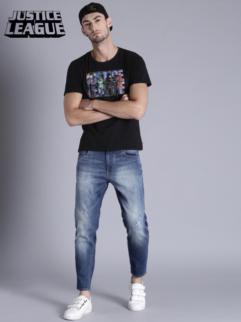 

Kook N Keech Justice League Men Black Printed Round Neck T-shirt