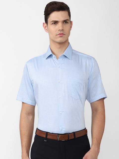 

Van Heusen Men Blue Checked Cotton Formal Shirt